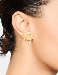 Waterproof Gold Plated Stainless Steel Bow Stud Earrings - link has visual effect only