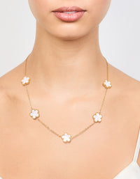 Waterproof Gold Plated Stainless Flower Charm Necklace - link has visual effect only