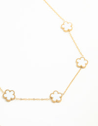 Waterproof Gold Plated Stainless Flower Charm Necklace - link has visual effect only