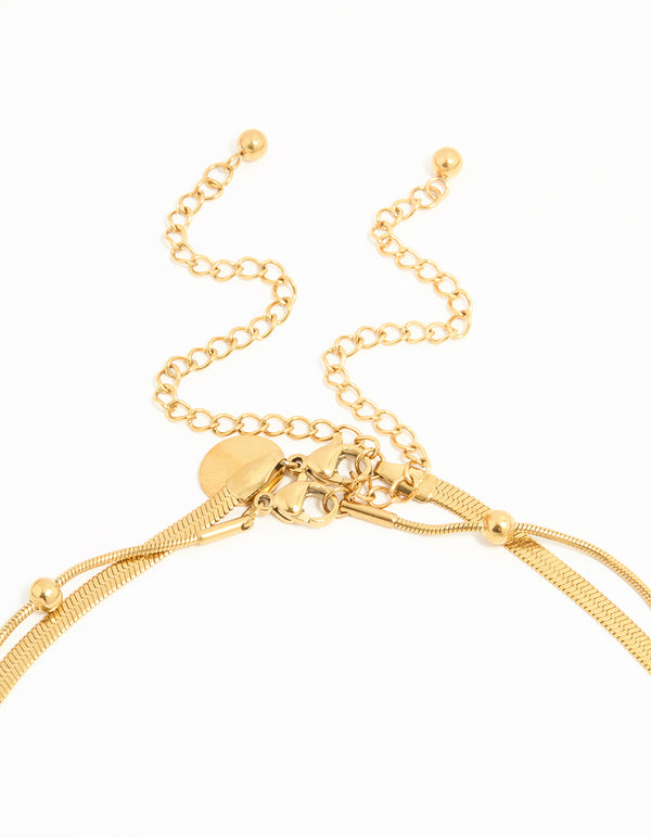 Waterproof Gold Plated Stainless Steel Ball Chain Layered Necklace