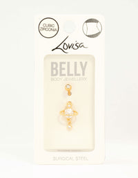 Gold Plated Surgical Steel Cubic Zirconia Planet Belly Bar - link has visual effect only