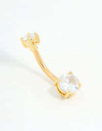 Gold Plated Surgical Steel Cubic Zirconia Mini & Medium Belly Bar - link has visual effect only