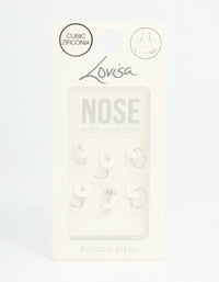 Surgical Steel Cubic Zirconia Flower Nose Piercing Pack - link has visual effect only