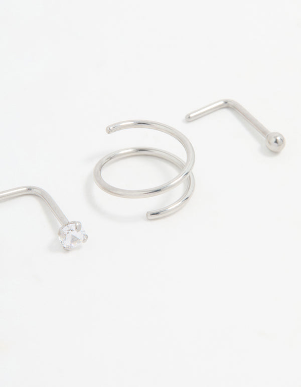 Surgical Steel Simple Mixed Nose Piercings 4-Pack