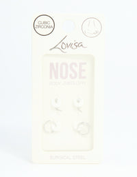 Surgical Steel Simple Mixed Nose Piercings 4-Pack - link has visual effect only