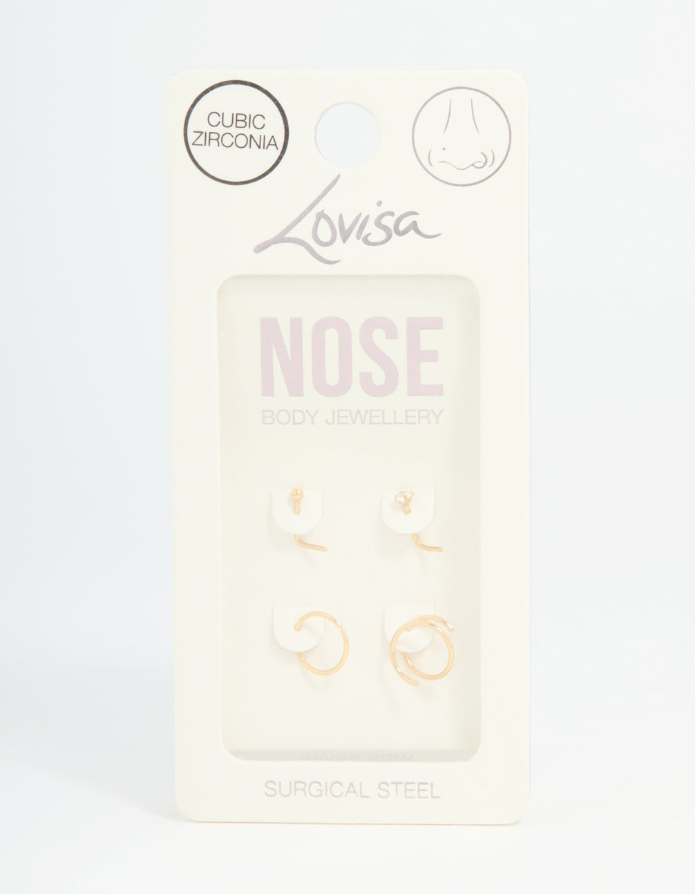 Gold Plated Surgical Steel Mixed Nose Piercing 4-Pack