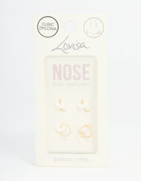 Gold Plated Surgical Steel Mixed Nose Piercing 4-Pack - link has visual effect only