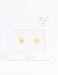 Gold Plated Sterling Silver Diamante Heart Stud Earrings - link has visual effect only