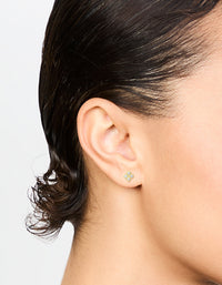 Gold Plated Sterling Silver Cubic Zirconia Flower Stud Earrings - link has visual effect only