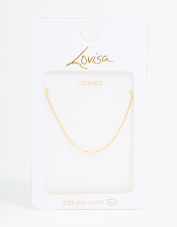 Gold Plated Sterling Silver Box Link Adjustable Necklace