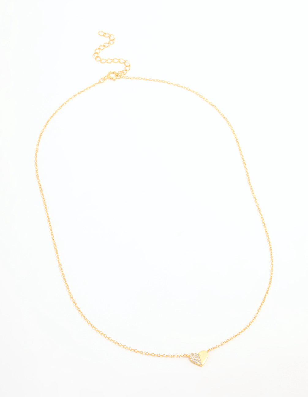 Gold Plated Sterling Silver Cubic Zirconia Mini Heart Necklace