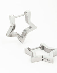 Stainless Steel Star Outline Huggie Hoop Earrings - link has visual effect only