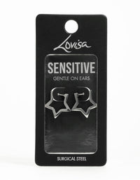 Stainless Steel Star Outline Huggie Hoop Earrings - link has visual effect only