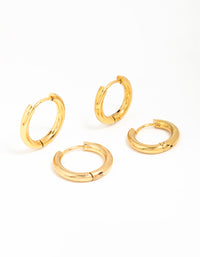Gold Plated Surgical Steel Thick Hoop Earrings 2-Pack - link has visual effect only