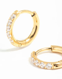 Gold Plated Surgical Steel Cubic Zirconia Hoop Earrings - link has visual effect only