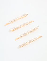 Gold Pearl Zigzag Hair Slides 4-Pack - link has visual effect only