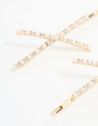 Gold Acrylic & Pearl Crossover Hair Slides 2-Pack - link has visual effect only