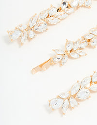 Gold Diamante Leafy Hair Slides 4-Pack - link has visual effect only