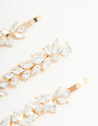 Gold Diamante Leafy Hair Slides 4-Pack - link has visual effect only