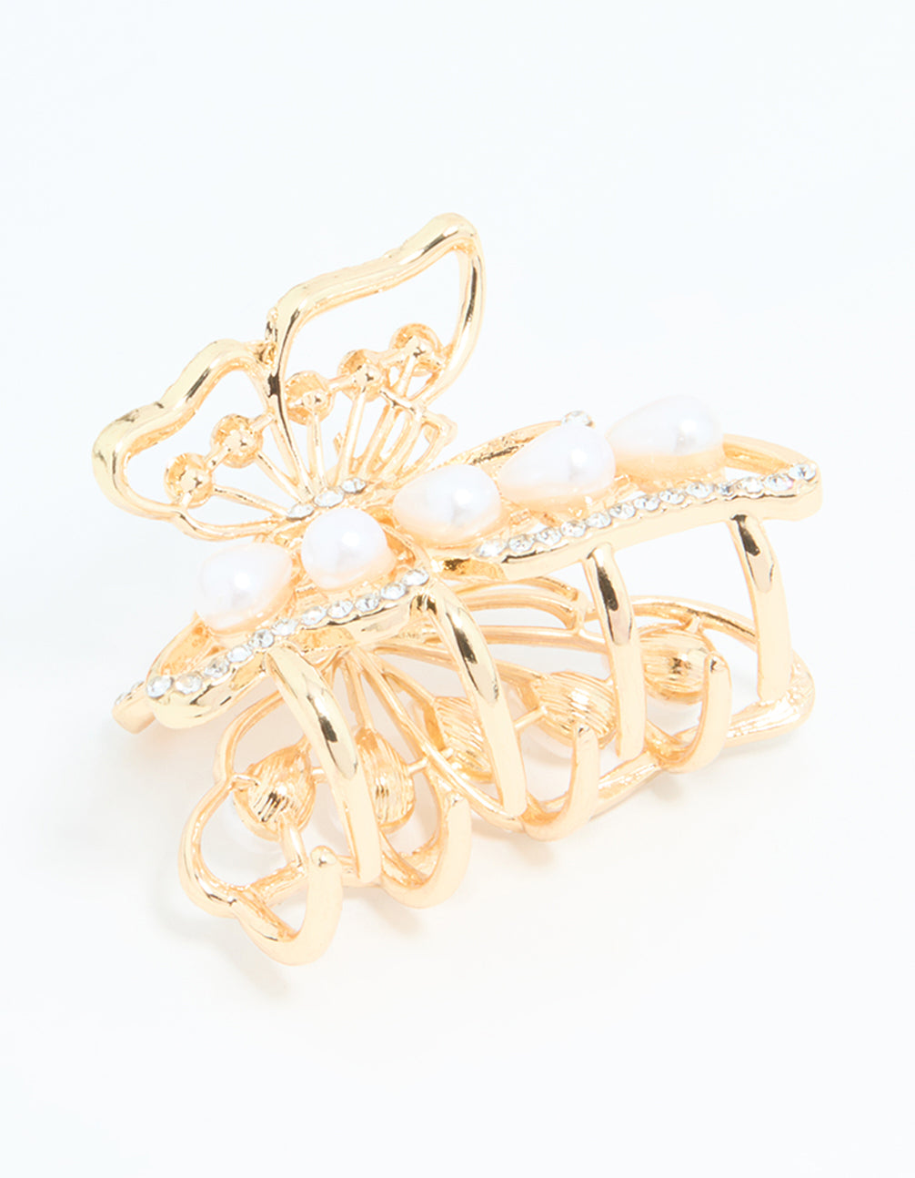 Gold Pearl Small Butterfly Claw Clip
