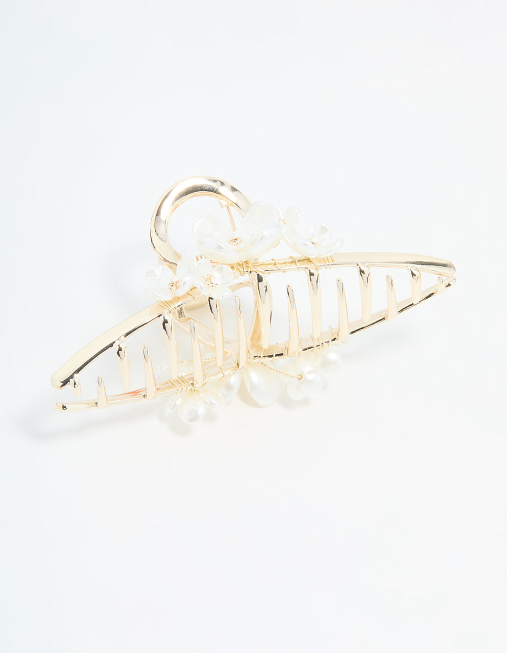 Gold Pearl Flower Cluster Claw Clip