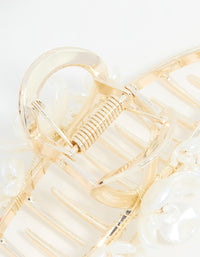 Gold Pearl Flower Cluster Claw Clip - link has visual effect only
