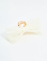 White Organza Fabric & Pearl Bow Claw Clip - link has visual effect only