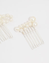 Silver Pearl Cluster Mixed Hair Comb & Pins 5-Pack - link has visual effect only