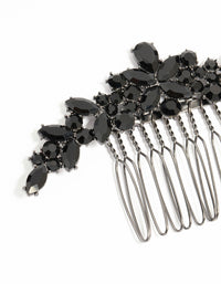 Black Coated Metal Mixed Cut Diamantes Hair Comb - link has visual effect only