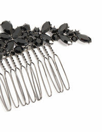 Black Coated Metal Mixed Cut Diamantes Hair Comb - link has visual effect only