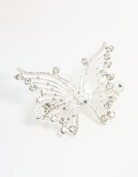 Silver Diamante Dressy Butterfly Hair Clip - link has visual effect only