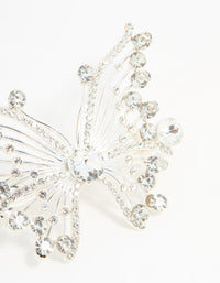 Silver Diamante Dressy Butterfly Hair Clip - link has visual effect only