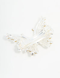 Silver Diamante Dressy Butterfly Hair Clip - link has visual effect only