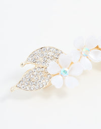 Silver Acrylic & Diamante Flower Hair Clip - link has visual effect only