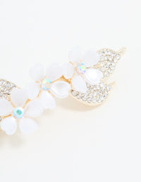 Silver Acrylic & Diamante Flower Hair Clip - link has visual effect only