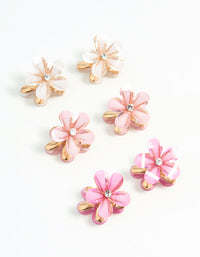 Gold Pink Diamante Mini Flower Claw Clips 6-Pack - link has visual effect only