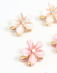 Gold Pink Diamante Mini Flower Claw Clips 6-Pack - link has visual effect only