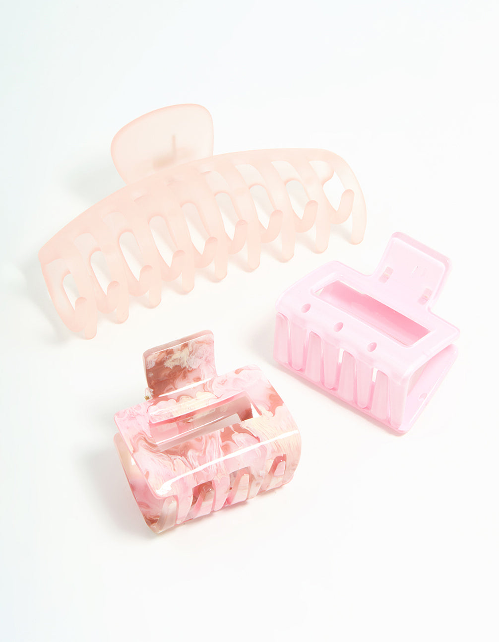Pink Mixed Cutout Claw Clips 3-Pack