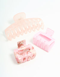 Pink Mixed Cutout Claw Clips 3-Pack - link has visual effect only
