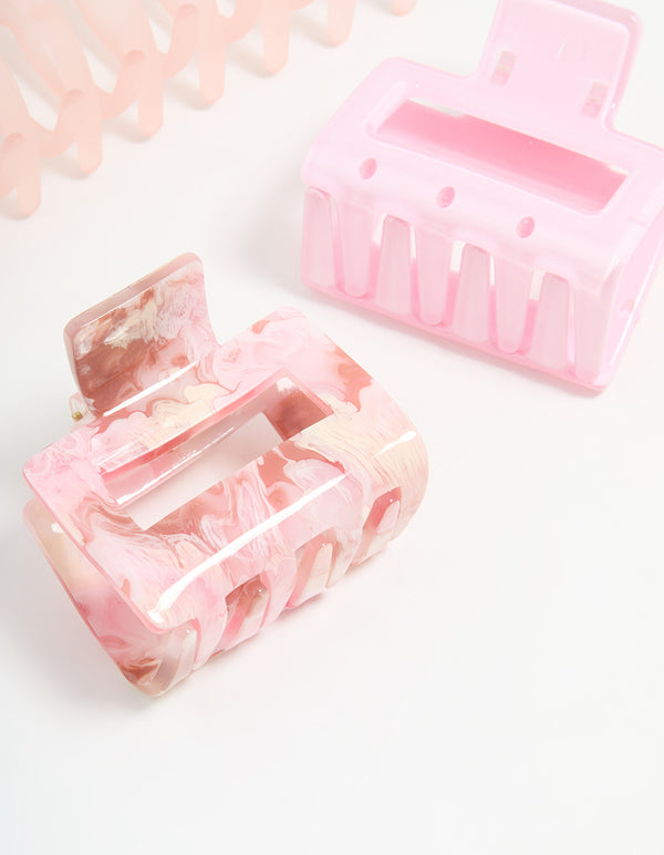 Pink Mixed Cutout Claw Clips 3-Pack