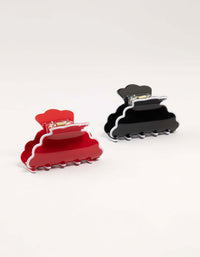 Red & Black Acrylic Scalloped Edge Claw Clips 2-Pack - link has visual effect only