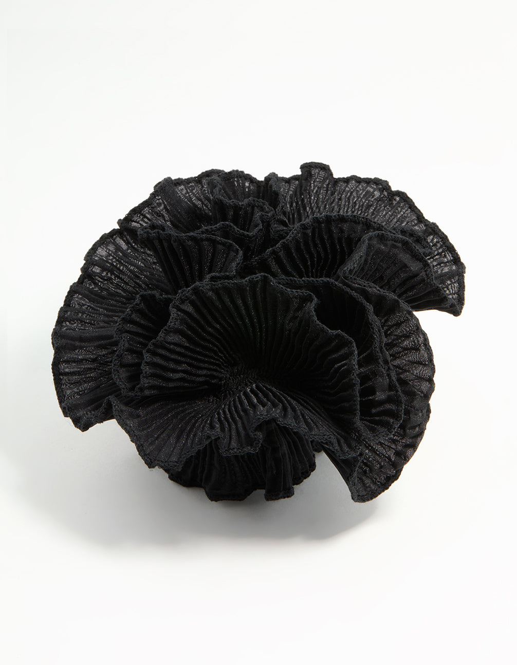 Black Plisse Fabric Large Scrunchie