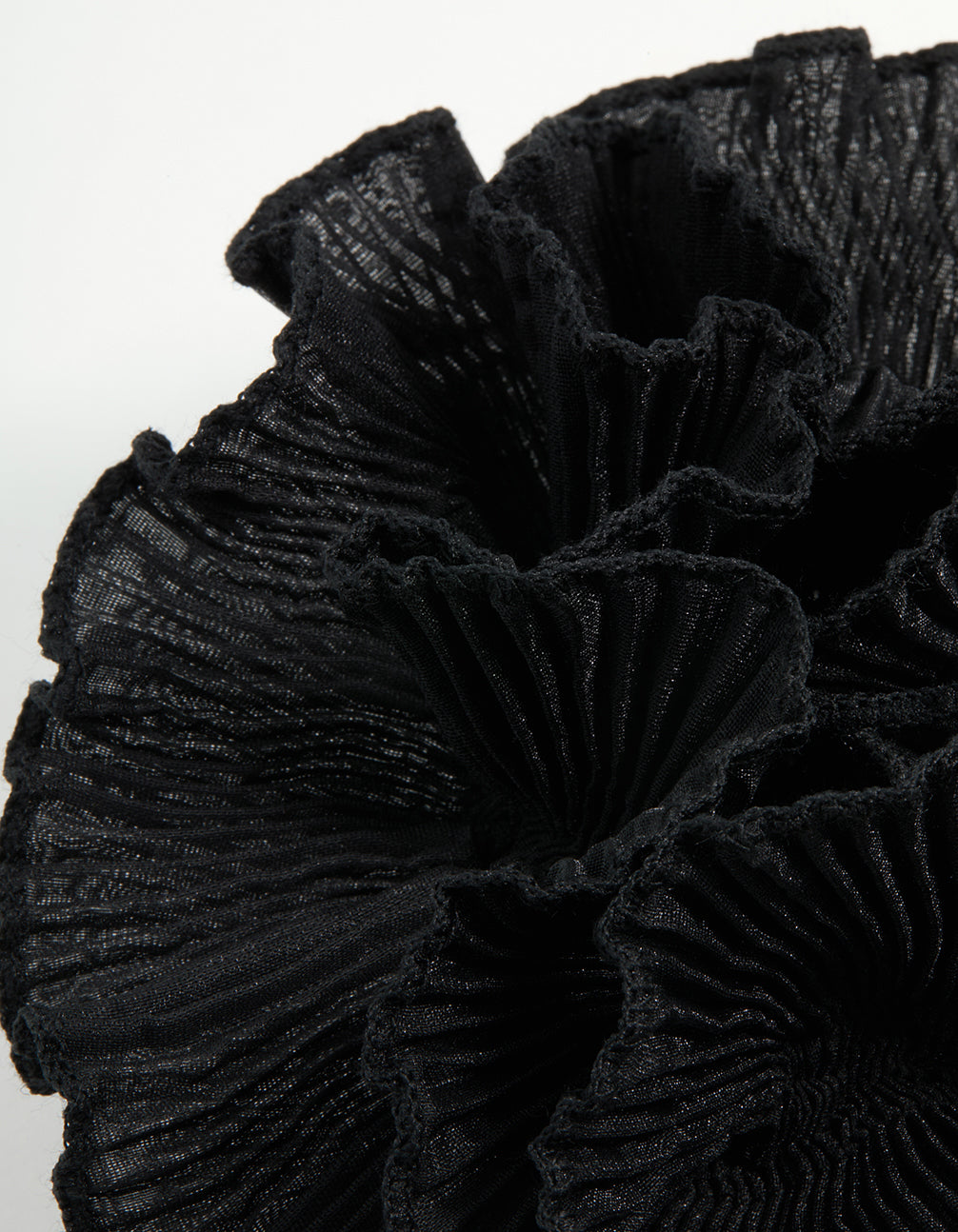 Black Plisse Fabric Large Scrunchie