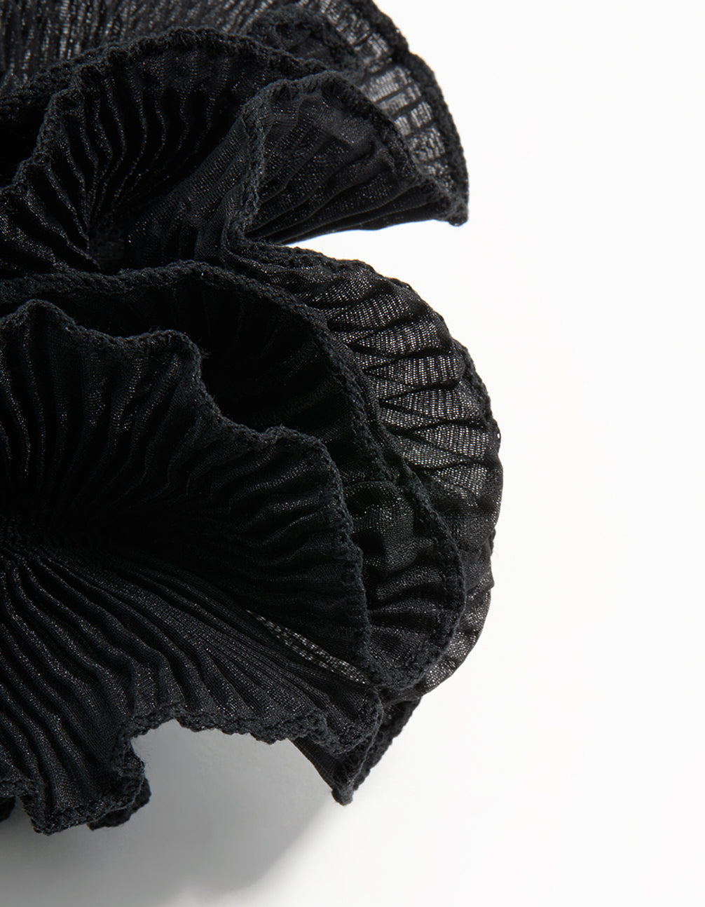 Black Plisse Fabric Large Scrunchie