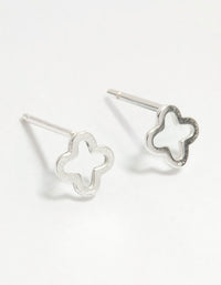 Sterling Silver Flower Outline Stud Earrings - link has visual effect only