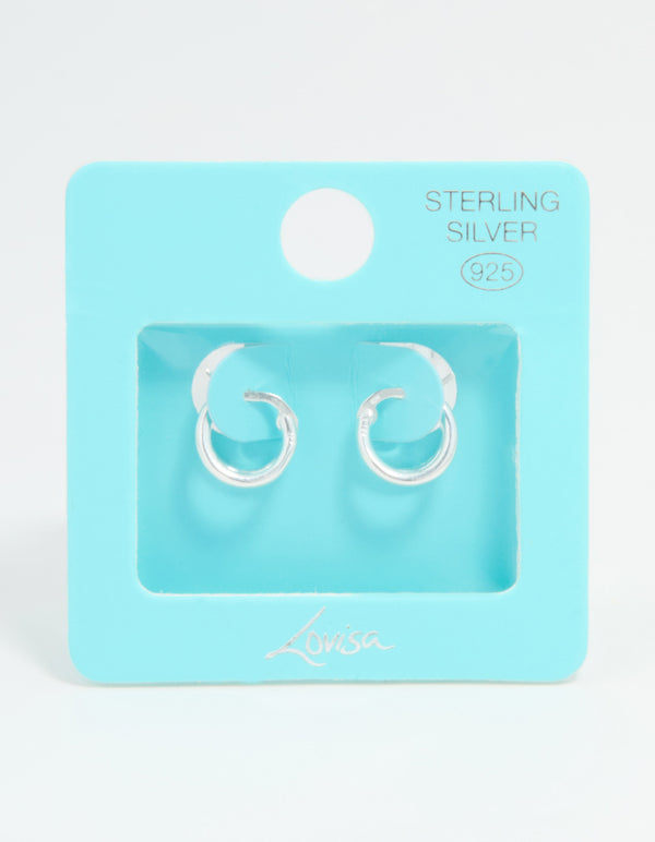 Sterling Silver Chubby Double Hoop Earrings