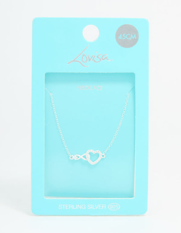 Sterling Silver Infinity & Heart Link Necklace