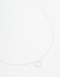 Sterling Silver Cubic Zirconia Flower Pendant Necklace - link has visual effect only