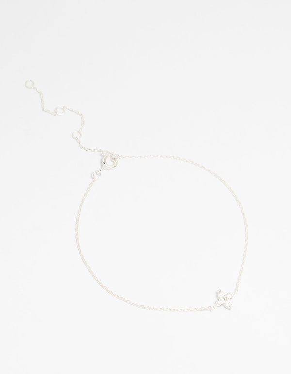 Sterling Silver Cubic Zirconia Micro Flower Bracelet