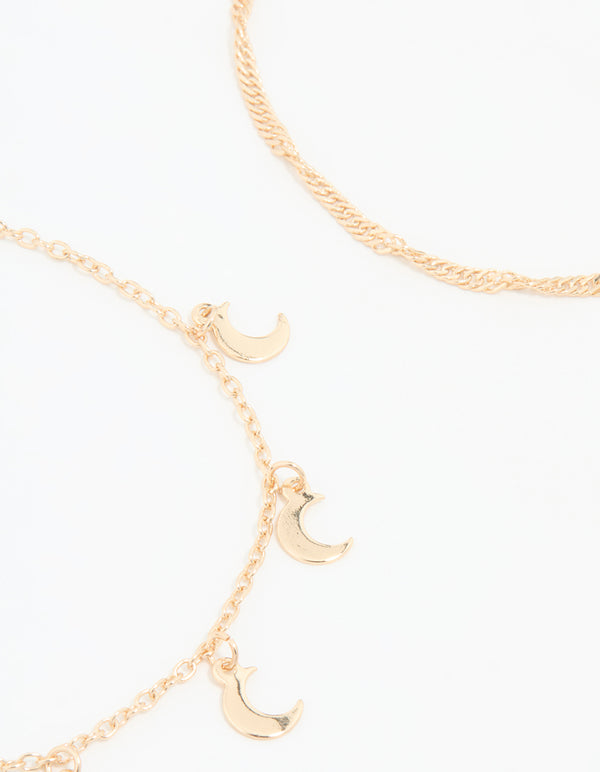 Gold Moon Celestial Bracelets 4-Pack